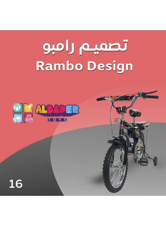 AL BADER Rambo Freestyle Kids Bike with Two Flashing Training Wheels and 2 Seats, 16-Inch Kids Bike with Double Handbrake For Boys Girls Age 7-11 Years, Children Bicycle with Adjustable Seat - Image 2